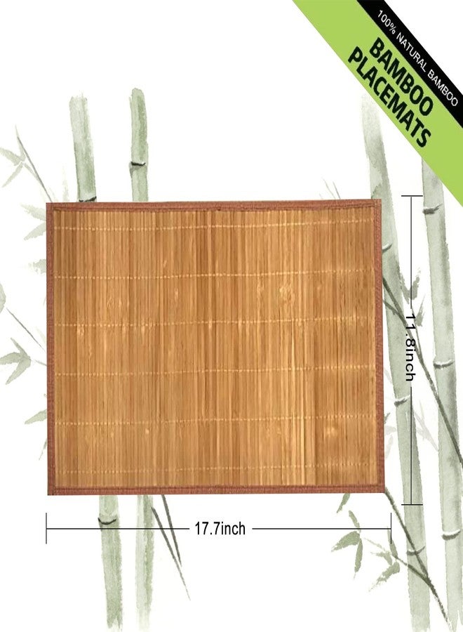 ANDSTAR Set of 8 Pcs Bamboo Placemats with Fabric Border Sushi Rolling Mat Japanese Style Natural Anti-Slip Bamboo Placemats Washable Heat-Resistant Table Mats for Dining Room and Kitchen（Coffee） - Image 2